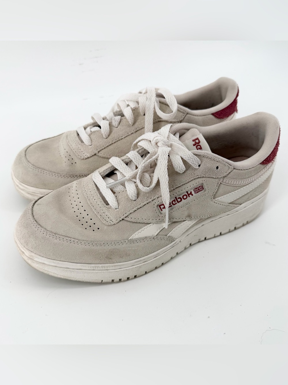 Reebok Club C Double Revenge Stucco Sedona Rose Suede Platform Shoes Womens 9.5